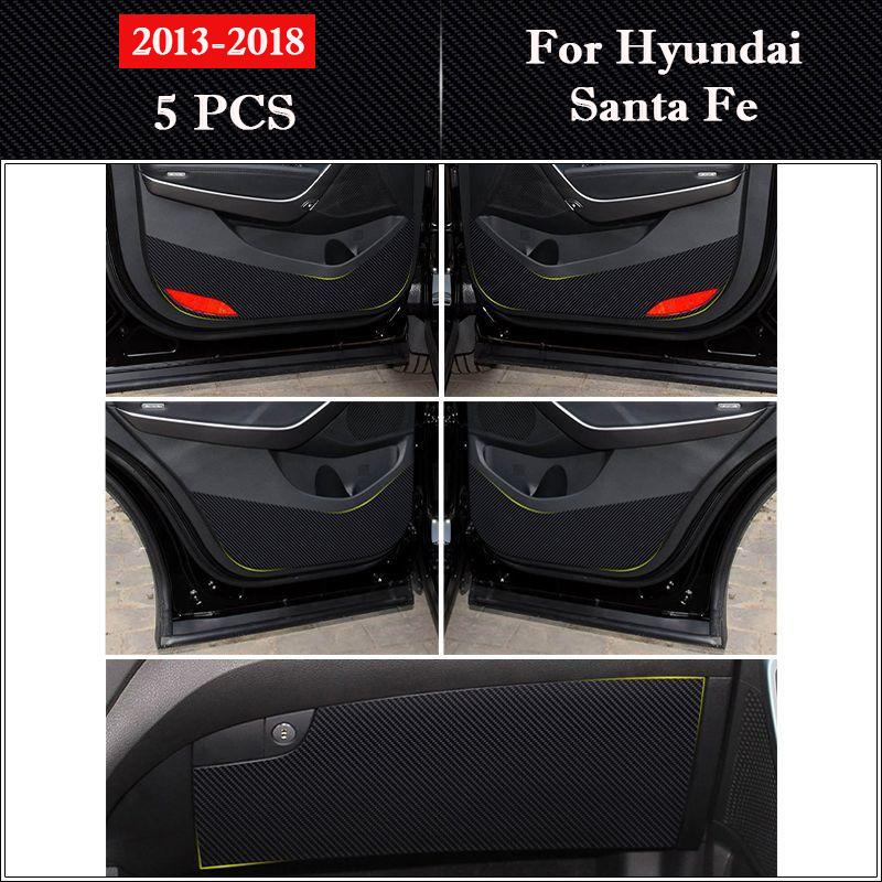 For Hyundai Santa Fe Car Door Anti-kick Pad Leather Interior Protection Glove Box Anti-dirty Decor Stickers Auto Accessories