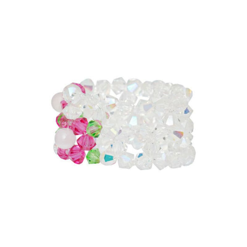 Swingset Flower Pixel Beads Ring (Clear)