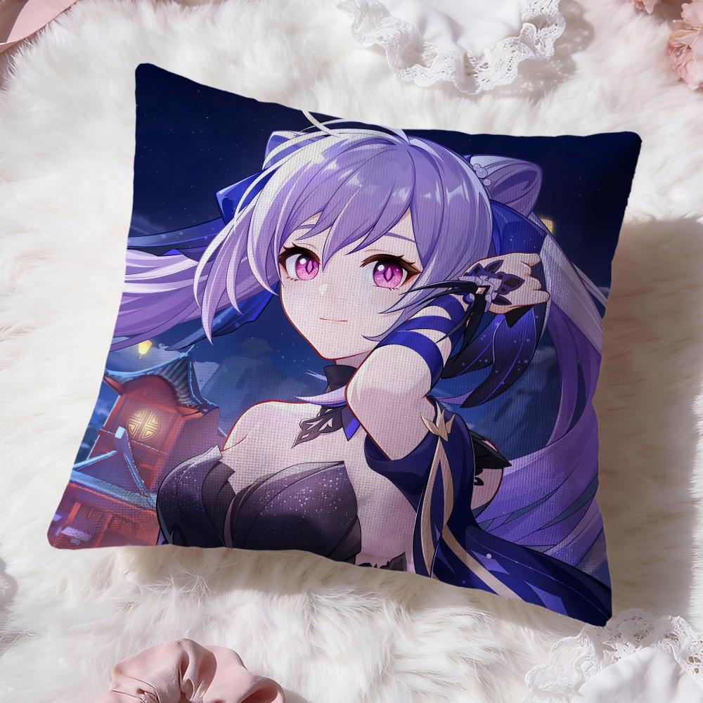 Keqing genshin impact Cushion Cover Premium Comfort Reversible Pillow Cove -Two in One Design for Any Room & Car Interior