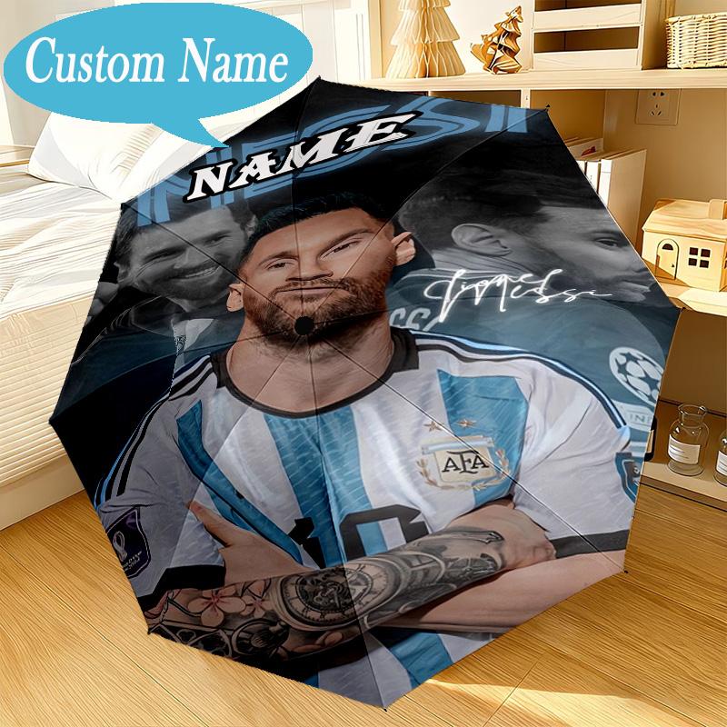 Custom Name Umbrella Argentina's Messi Celebration Umbrella 8-Frame for Travel, Camping, Casual Lightweight Portable, Essential for Family Gifts