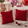 Valentine's Day Plush Pillow Cover Heart Embroidery Jacquard Cushion Cover Sofa Decoration for Living Room (Pillow Not Included)