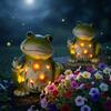 Outdoor Frog-shape Sculpture Solar LED Warm White Garden Light Resin Water-Resistant Courtyard Home Landscaping Decor