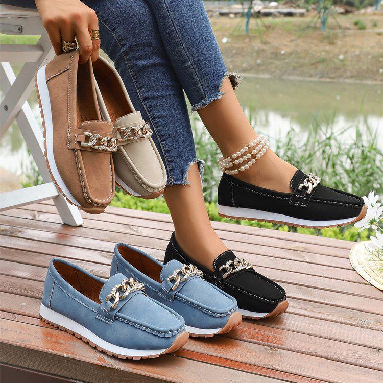 Korean Style Women's Round Toe Thick Sole Loafers - 2025 Fashion Slip-on Casual Plus Size Shoes
