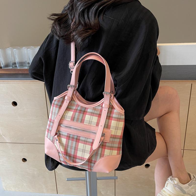 Handtasche Kontrastfarbe Plaid Kleine Quadratische Tasche Damen Schulter Umhängetasche