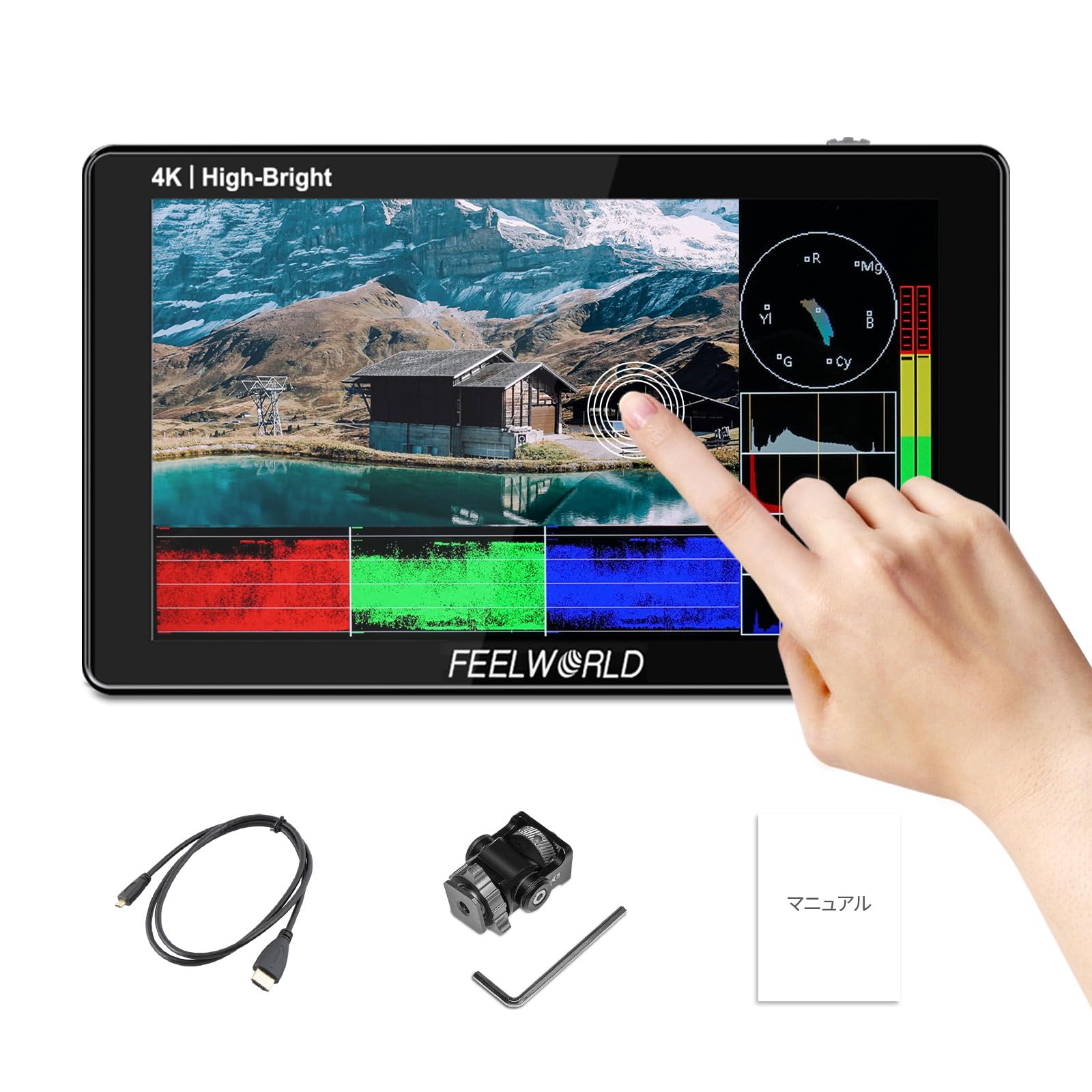 

FEELWORLD LUT5E DSLR Camera Monitor with Touch 4K HDMI 1600nit High 3D LUT External Supply Japanese Language Settings Available 5.5-inch Control,
