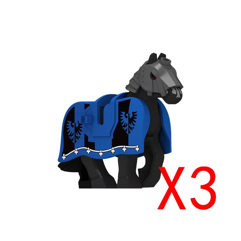 Military Building Blocks Medieval Solider Knights Equipments Mount War-Horse Wolf Flag Vests Shields Fiery Dragon Mini Blocks