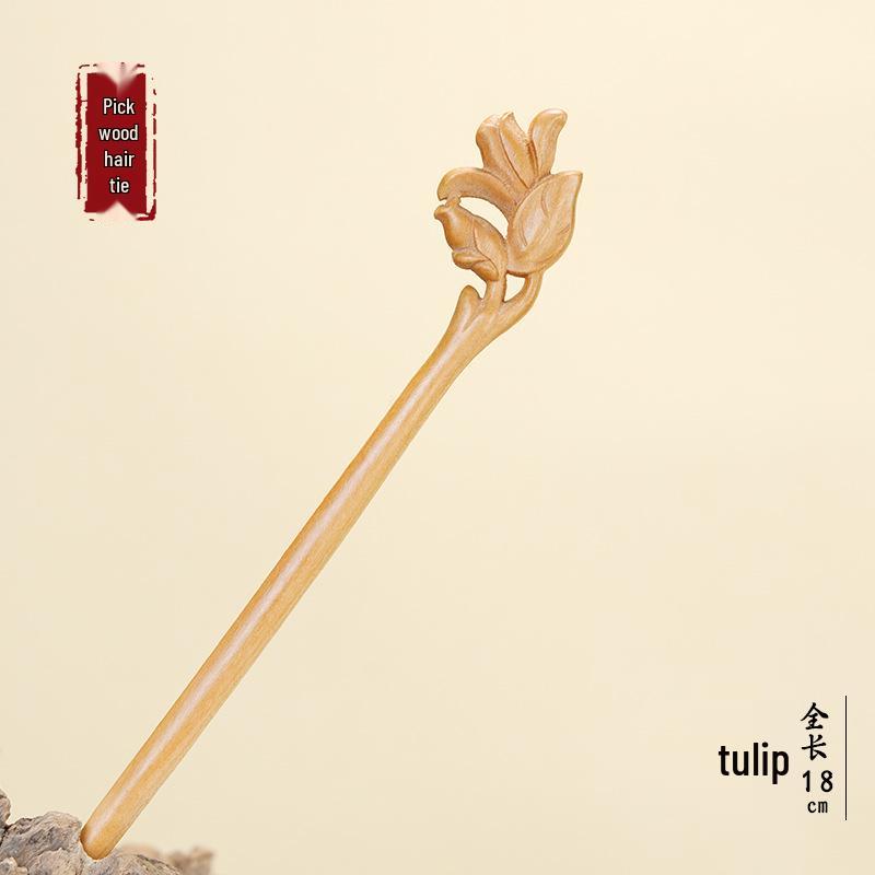 Hochwertige Haarnadel mit chinesischem Knoten aus Pfirsichholz - Neues Frühlingsstil-Haaraccessoire für Damen