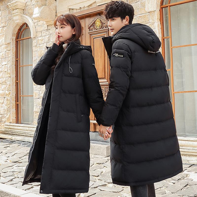 Men's down jacket mid-length hooded winter new thickened over-the-knee jacket men's casual couple style same style