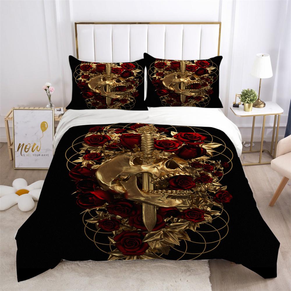 Narzuty na łóżka z nadrukiem czaszki 3D, rozmiar pojedynczy, poliester, projekt pościeli, miękkie, wysokiej jakości tekstylia domowe