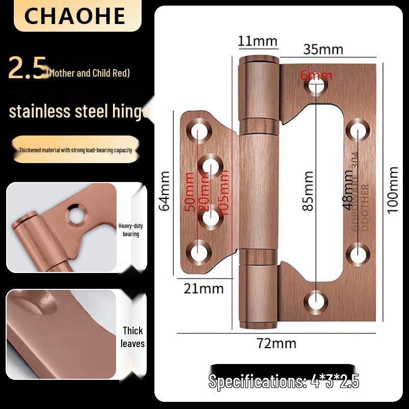 4-inch Silent Bearing Male-Female 304 Stainless Steel Hinge for Wooden Doors