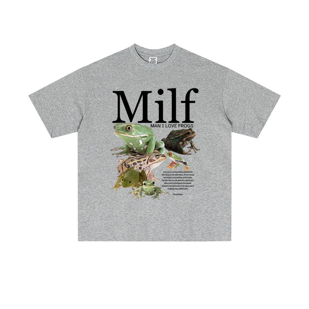 

MILF Mens I Love Frog Funny Frog Amphibious Couple Maze Tshirt 2026 Summer Mens Casual Cotton Retro Extra Large Tshirt 4XL