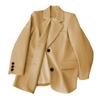 Women Suit Coat Lapel Long Sleeve Flap Pockets Suit Jacket Single Breasted Back Slit Design Solid Color Business Outwear