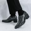 Fashion Fashion Black Buckle Dress Shoes Man Comfortable Slip-on Luxury Leather Shoes Man High Heels Pointed-Toe Man Shoes Plus Size 46