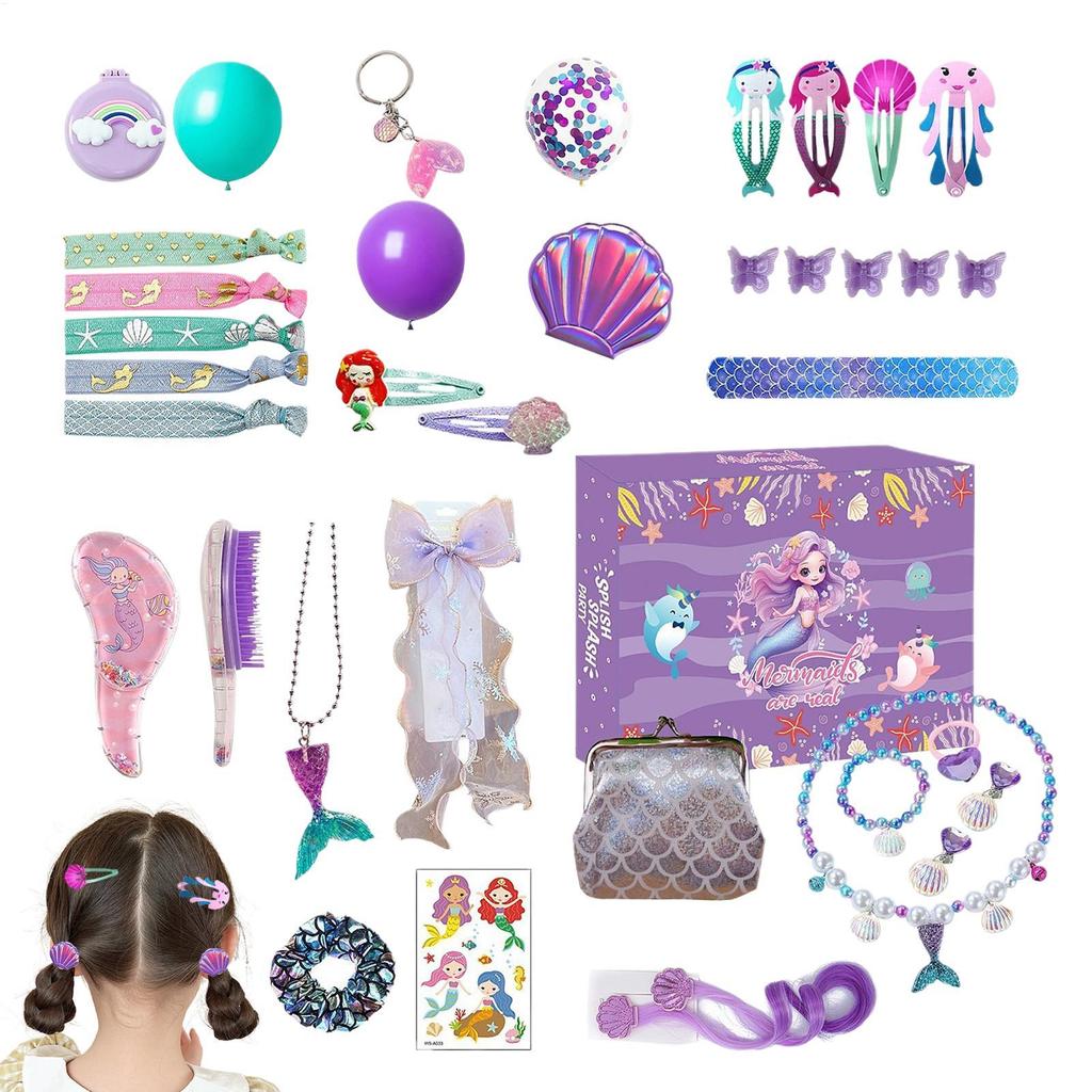 Mermaid Advent Calendar 24 Days Christmas Countdown Calendar with Jewelry Accessories Dress Up Set for Kids Girls Holiday Gifts