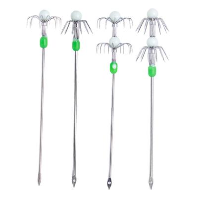 2 Stück leuchtender Tintenfischköderhaken Tintenfisch lebender Garnelenhaken Doppelschicht-/Einzelschicht-Regenschirmhaken für Outdoor-Angelzubehör