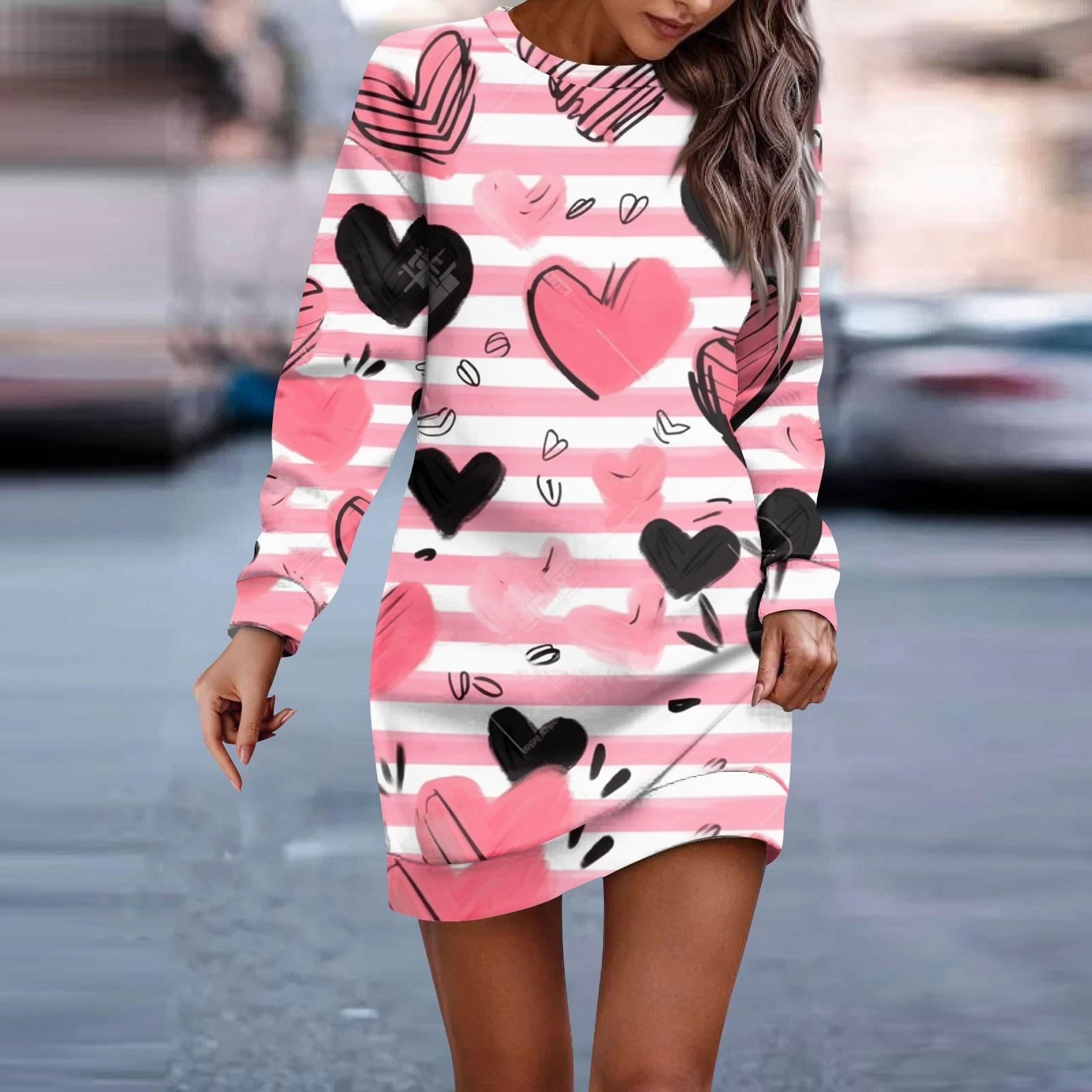

Женское платье-свитер с круглым вырезом и принтом ко Дню святого Валентина, с длинными рукавами и запахом на бедрах XXL