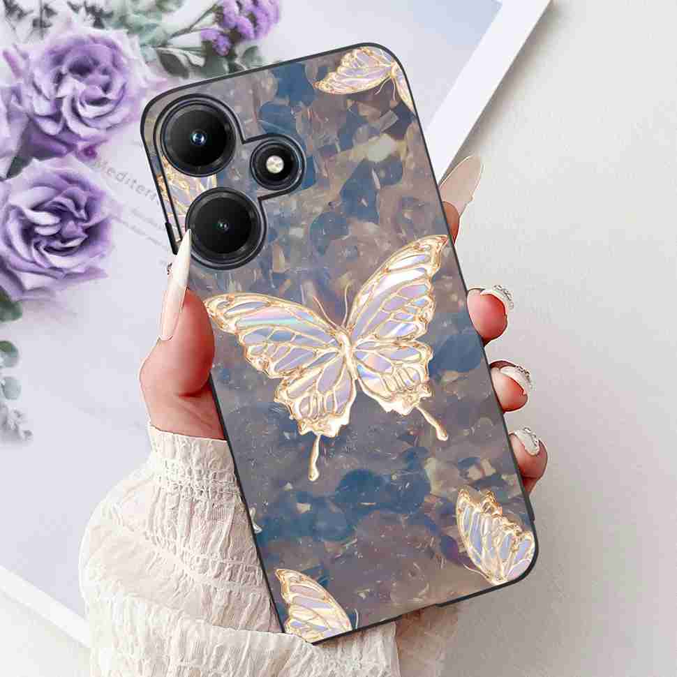 For Infinix Hot 30i 6.56" Case Tiger Luxury Flower Butterfly Silicone Soft Black Cover For Infinix Hot30i 30I X669C Phone Cases