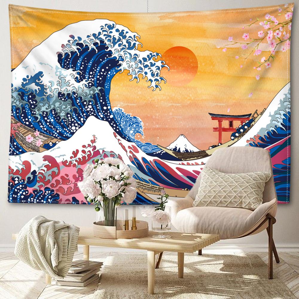 Гобелен «Оранжевое солнце и волны» — фото 3