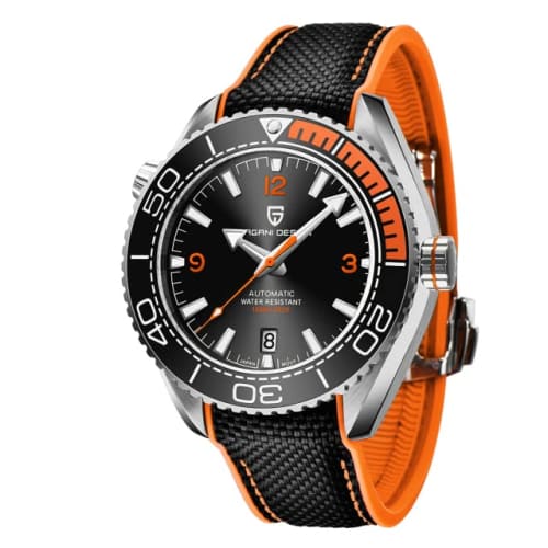 

Мужские часы Pagani Design, Сделано в Японии, Механизм Seiko NH35, Seamaster Автоматические, Механические, с корпусом, Водонепроницаемые, Нержавеющая сталь, Резиновый ремешок,