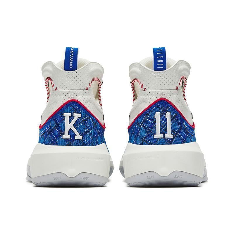 Anta Thompson 8 Nitrogen Technology Shock Absorption Anti-Slip High-Top Basketball Shoes Men Basketball Shoes White Blue 112241101-4