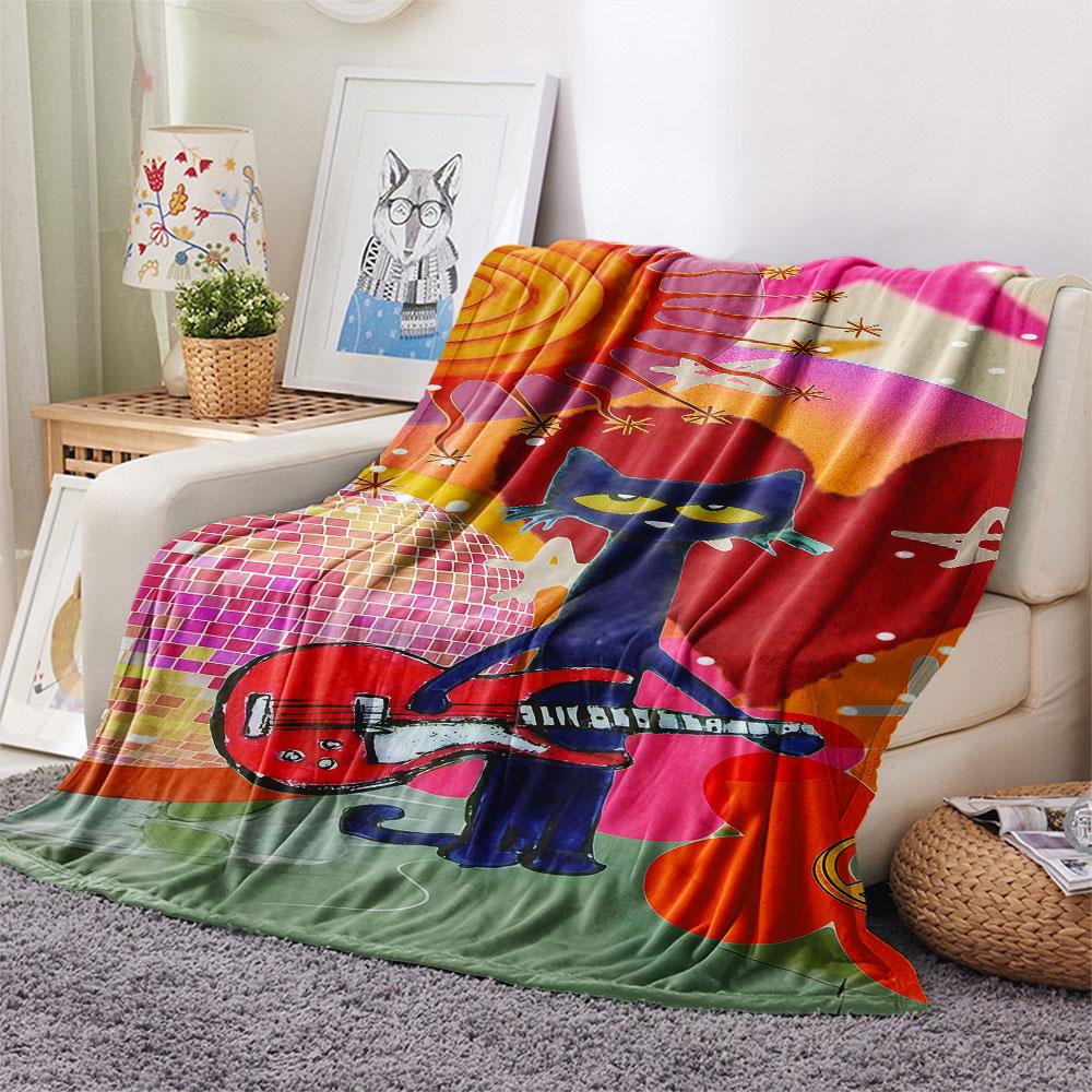 1PC Pete Cat Dream Blanket, High quality Comfortable for All Seasons, Home Decor, Warmth and Comfort
