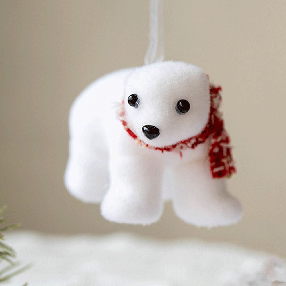 2pcs Cute Christmas Bear Pendant Mini Simulated Polar Bear  New Year Festival Gifts