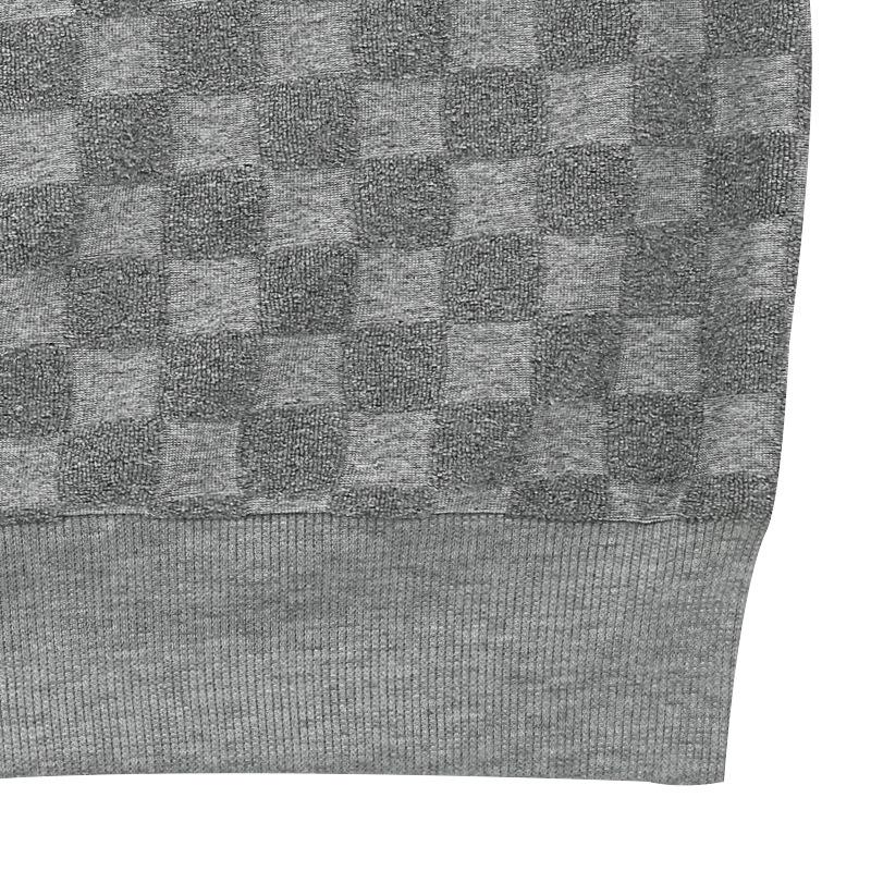 Herren Schwere Jacquard Schachbrett Strickware: Rundhals-Langarm-Oberteil für Herbst/Winter 2023
