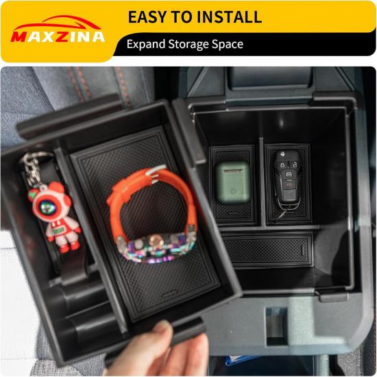 Center Console Organizer Compatible With -2025 Ford Maverick Console Tray ABS Plastic Armrest Storage Box With Silicone Pad 2024 Maverick Accessories
