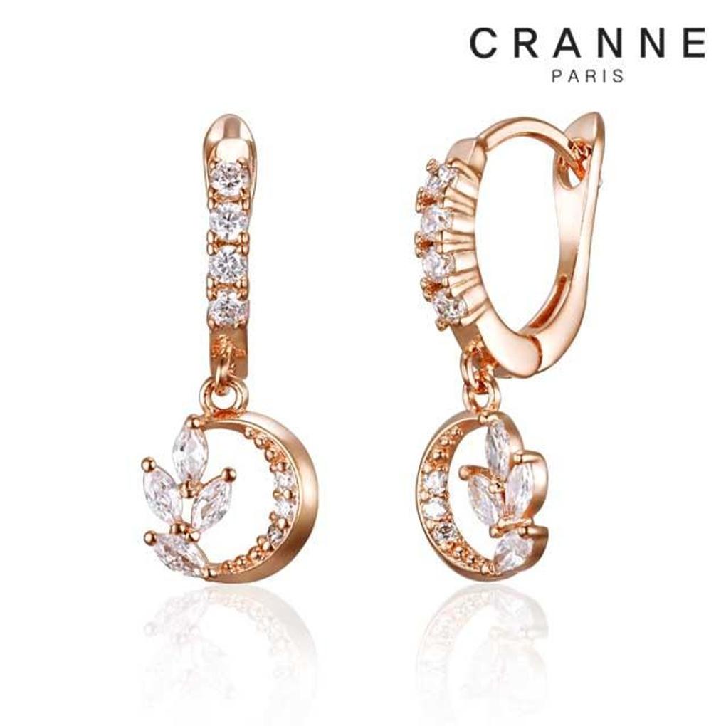 [CRANNE] 14K GF Moon Motif Stone One-Touch Earrings C24EGF189