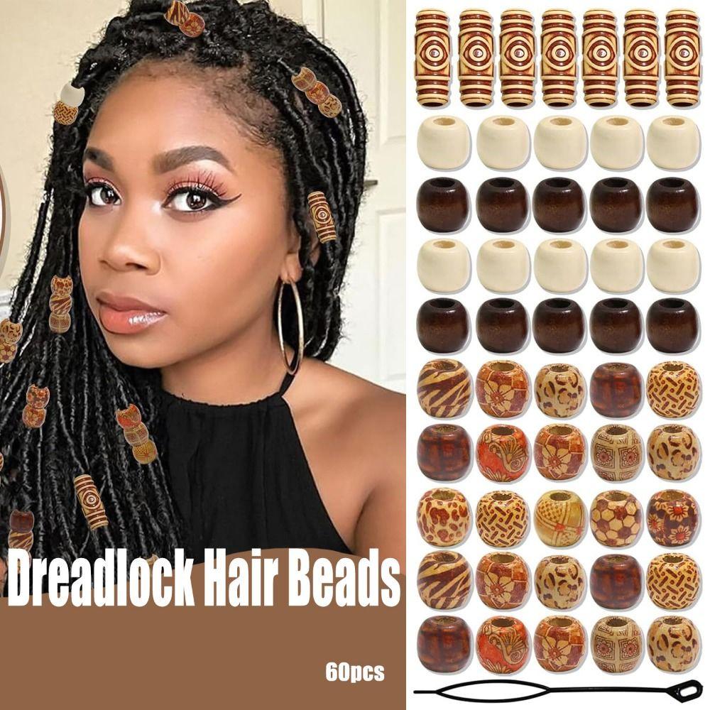 60Pcs Mixed Color Dreadlocks Hair Buckle Headwear Dreadlocks Hair Rings  Hair Jewelry