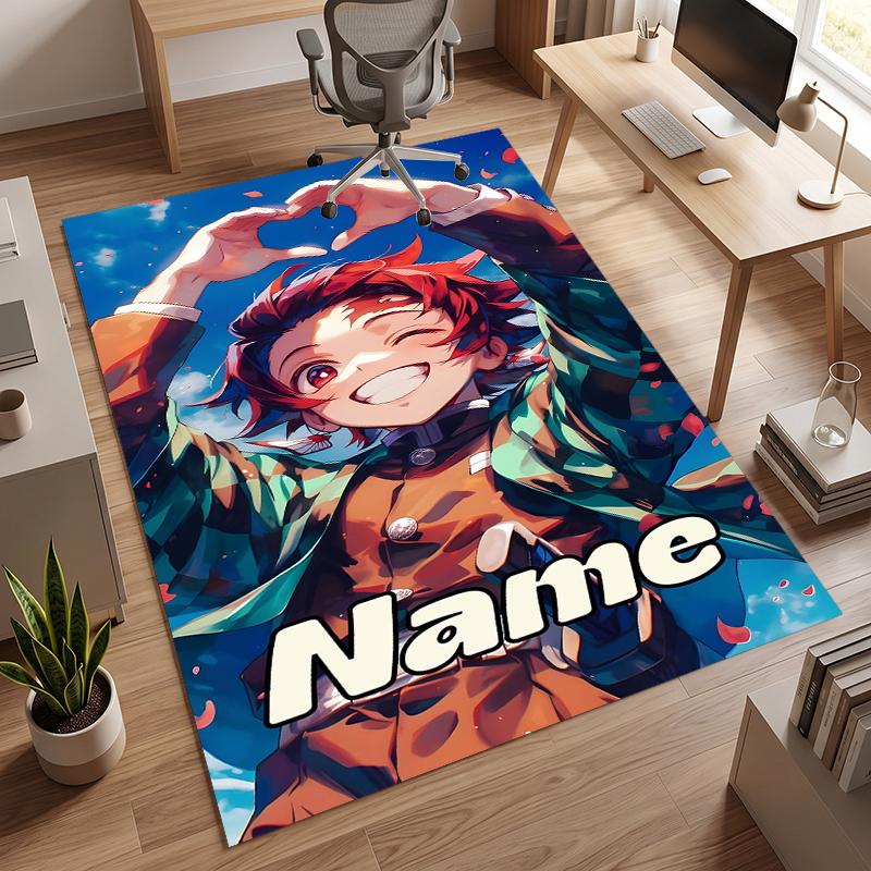 Tanjiro (5) Personalisierter Name Büro Teppich Stilvolle Dekoration für Wohnzimmer Schlafzimmer Küche