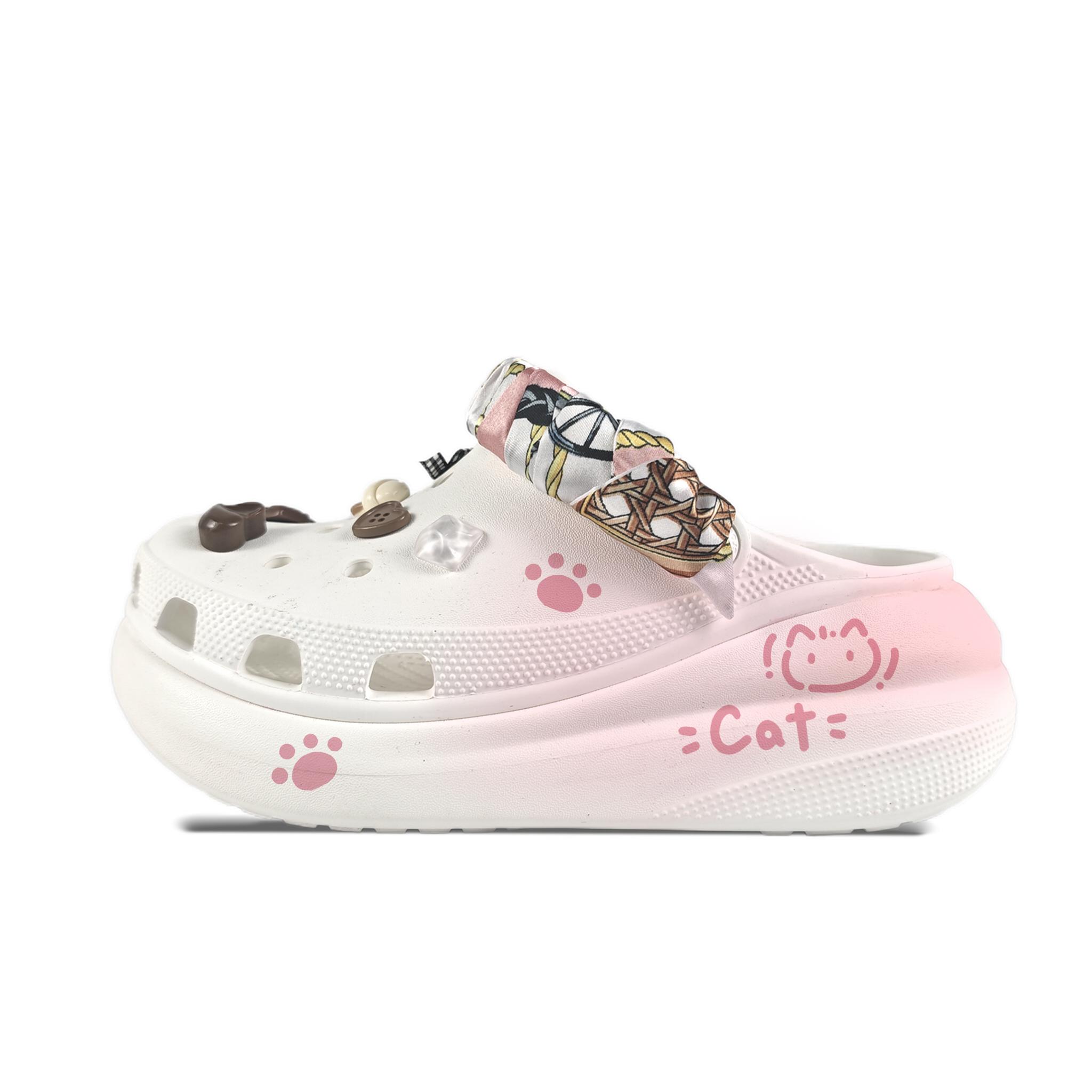 

Crocs Crush Clog EVA Мяу Шлепанцы Декоративная Пряжка Ручная Роспись Граффити Повседневная Мода Универсальная Обувь с Отверстиями Унисекс Белый 43-44 белый