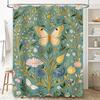 Luxury Blue White Gold Marble Print Shower Curtain Decorative Bath Mat Tassel Rod Pocket Water Repellent Liner (59x72)