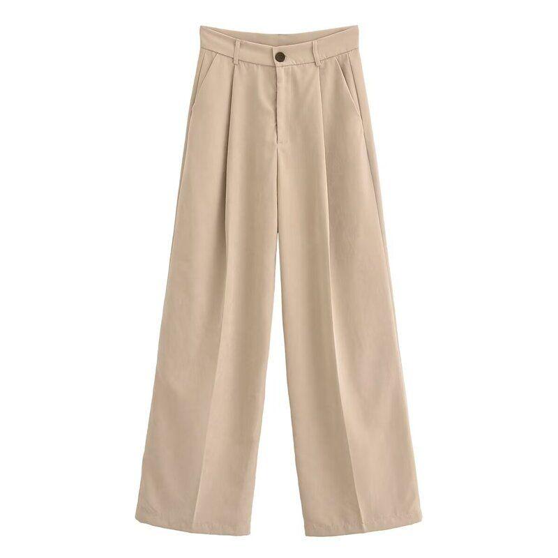 Fashion Style 2024 Autumn New Women's Clothing Easiest for Match Black High Waist Drape Straight-leg Pleated Pants Pants 3152521