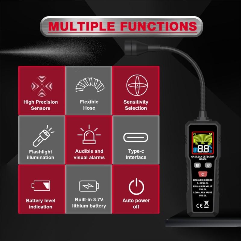 Wireless Gas Leak Sensors For Indoor Use Automatic Fault Diagnosis Memory Recall Feature Home Safety Equipment