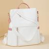 Color Block Women's Backpack Large Capacity Travel Bag PU Shoulder Bag