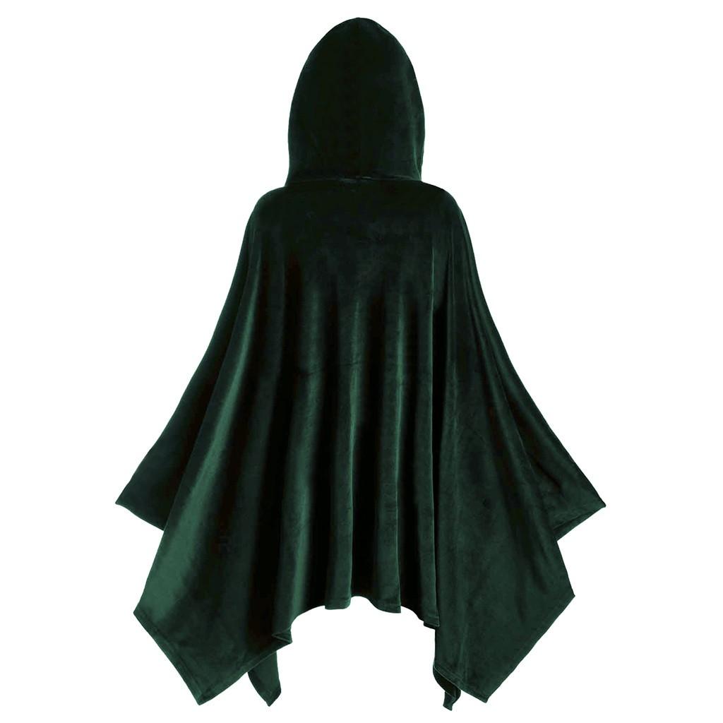 Ladies Hooded Cape Color Cloak Cosplay Costume Cape