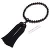 Nenjudo Made In Japan Women's Handmade Prayer Beads, 48-Face Cut, Premium Natural Black Onyx with 100% Silk Tassel, Suitable for All Sects, Made In