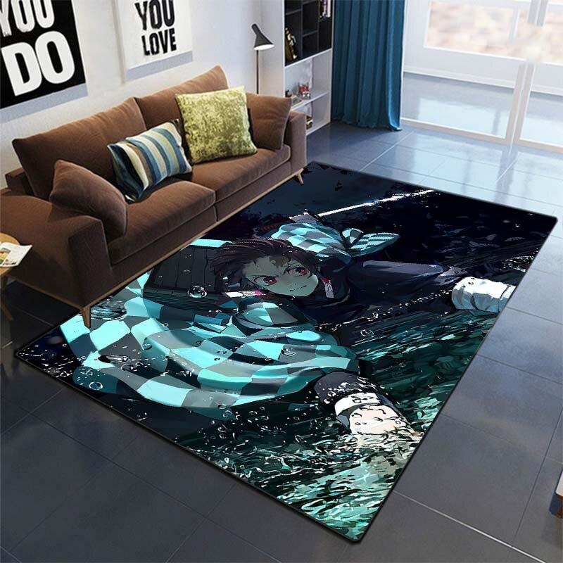 Anime Demon Slayer Kimetsu No Yaiba Print Floor Mats Area Rug Carpets Mats Floor Rug For Living Room Non-slip