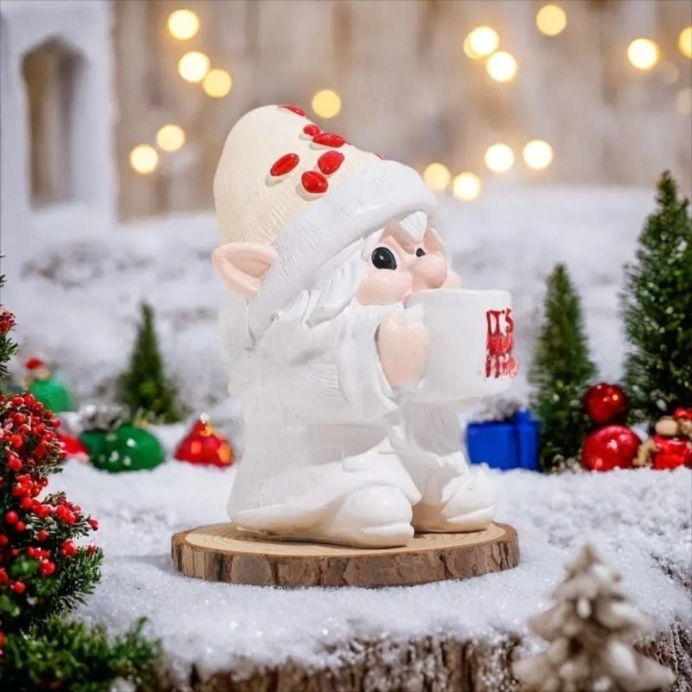 1/3KS Dárky Ručně vyráběný Kávový Skřítek Kávová Téma Pryskyřičný Trpaslík s Kávovým Šálkem Vánoční Ozdoba Trpasličí Figurka