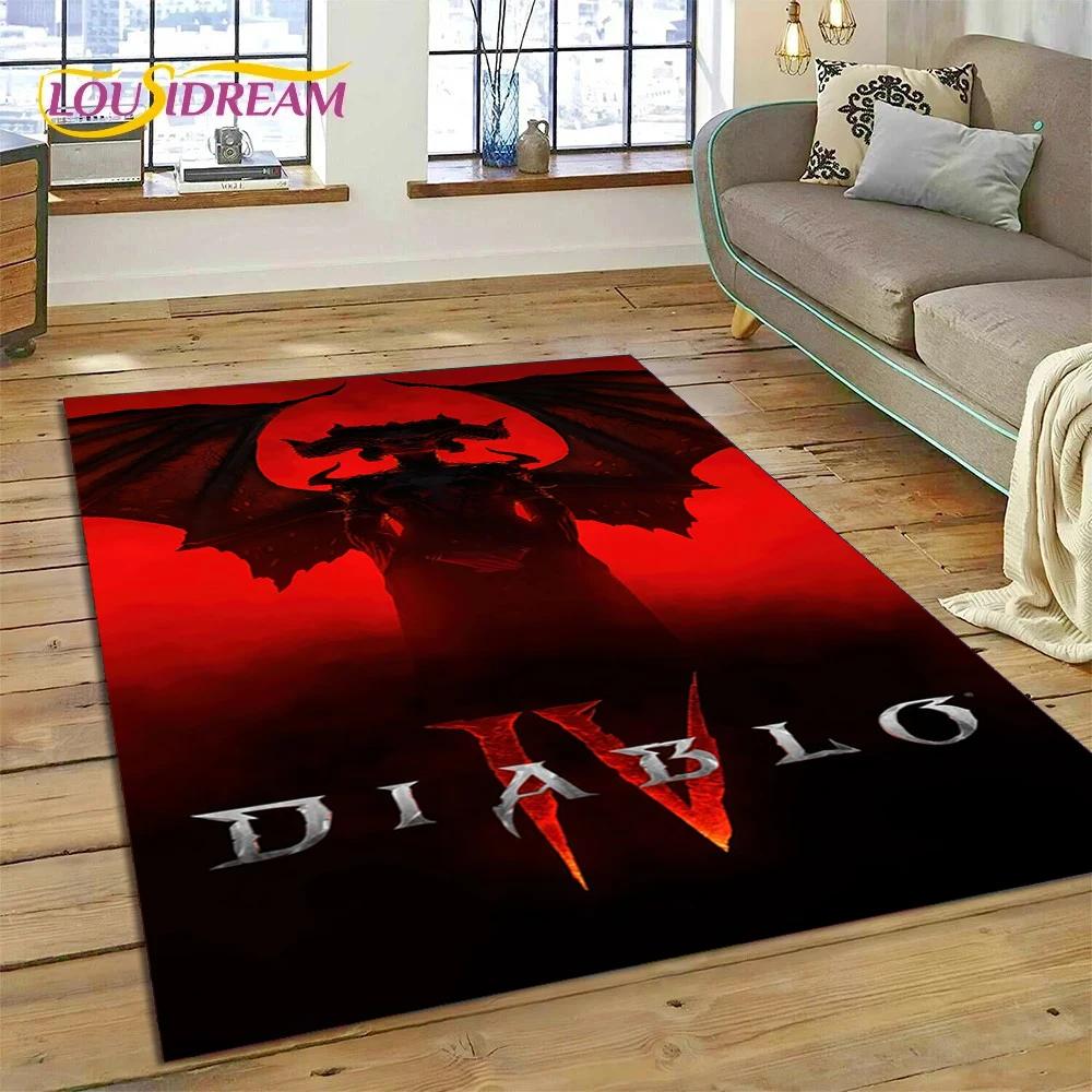 Alfombra de Juego Retro 3D de Diablo para Dormitorio, Sala de Estar, Decoración del Hogar, Sofá, Niños Jugando, Decoración Grande, Felpudo de Regalo