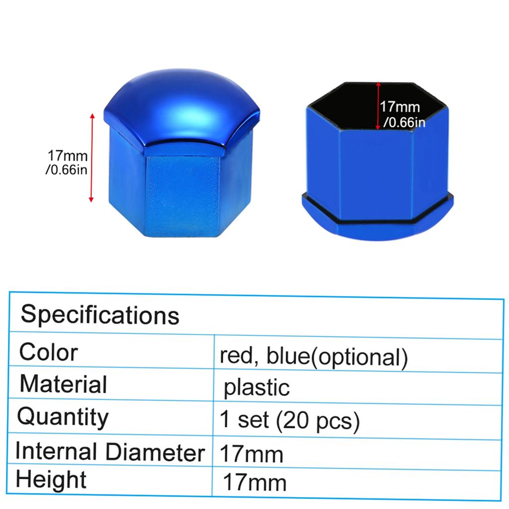 20pcs Universal 17mm Wheel Nut Covers Lug Nut Caps Screw Protector