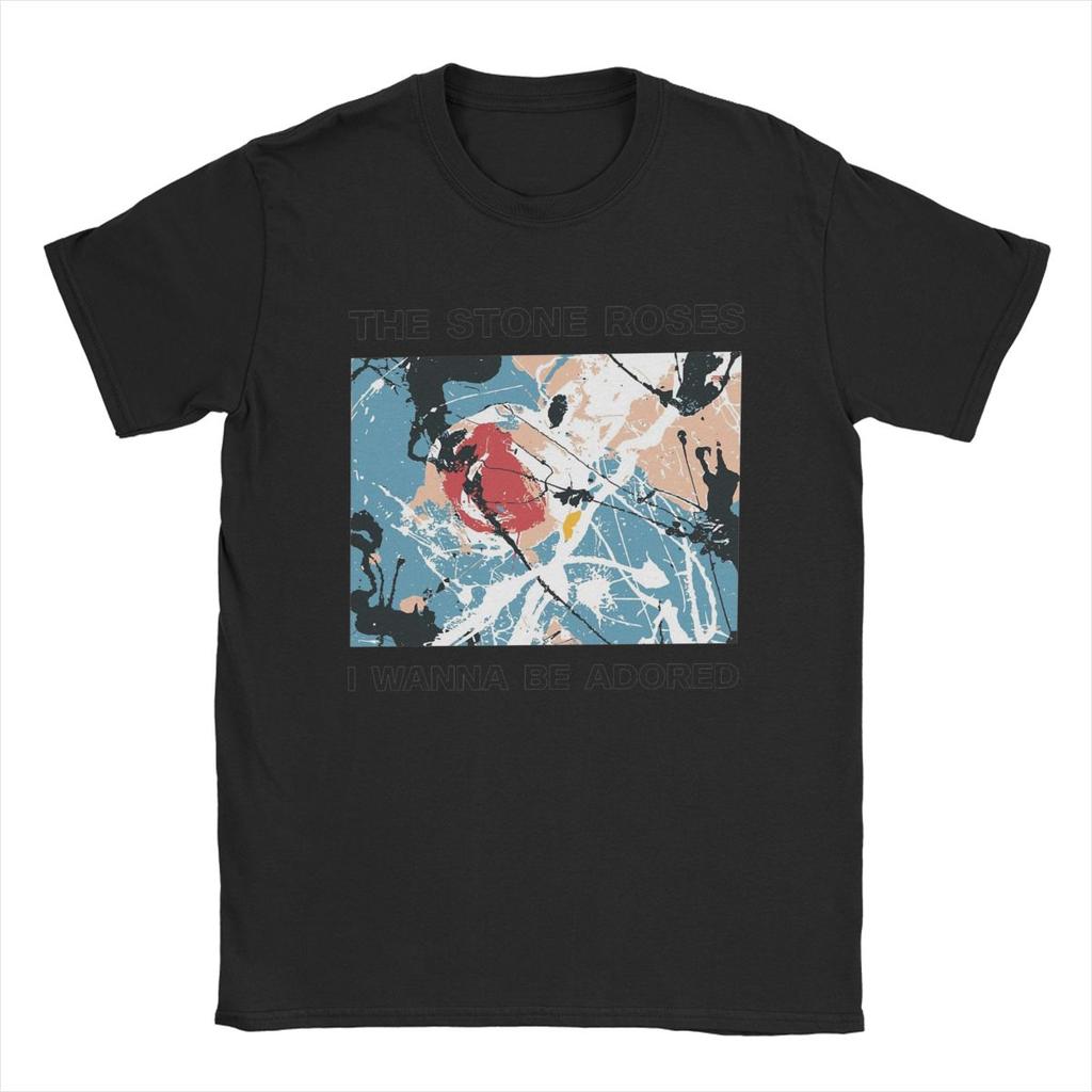 Men T-Shirt Stone Roses I Wanna Be Adored Funny Pure Cotton Tees Short Sleeve T Shirts Crewneck Tops Plus Size