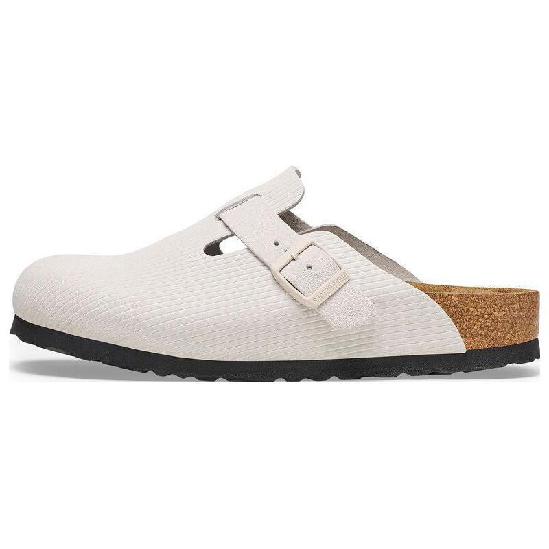 Birkenstock Boston Suede Leather Embossed  Corduroy Antique White  Women s 1025270 36