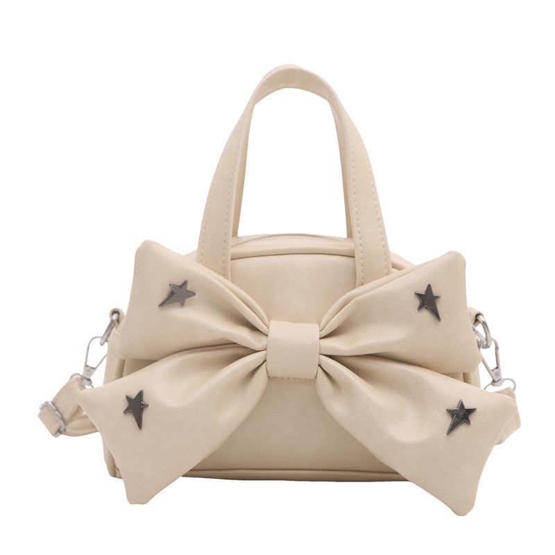 Metallic Stars Cute Bow PU Leather Large Capacity Handbag Shoulder Bag Crossbody Bags Phe Wallet Storage Bag Woman Bag Purse