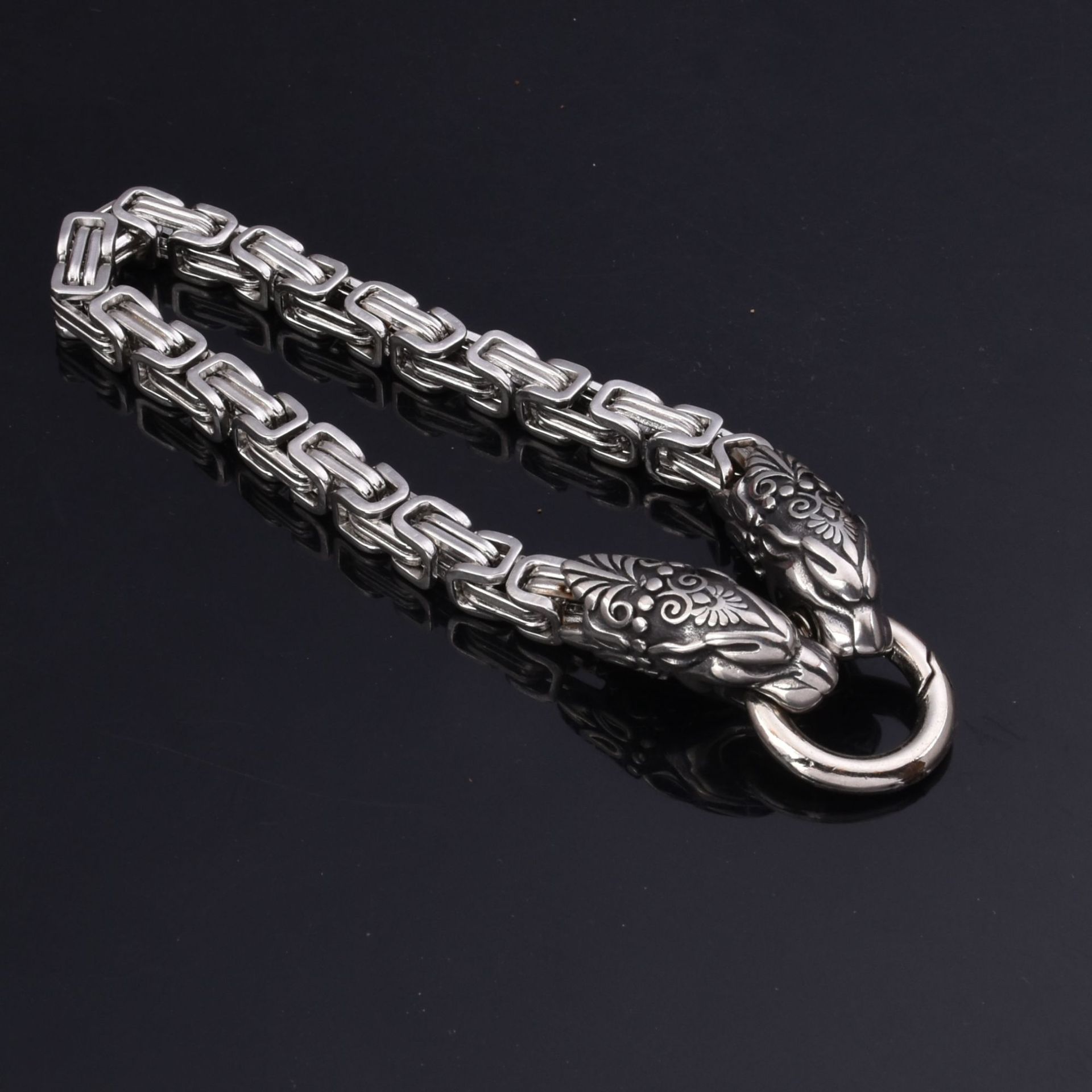 Новый браслет из нержавеющей стали с головой волка викингов и головой леопарда — фото 4