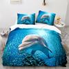 Dolphin Duvet Cover King Queen Size Lovely Sea Life Bedding Set For Kids Boy Girl Cute Ocean Animal 2/3pcs Polyester Quilt Cover