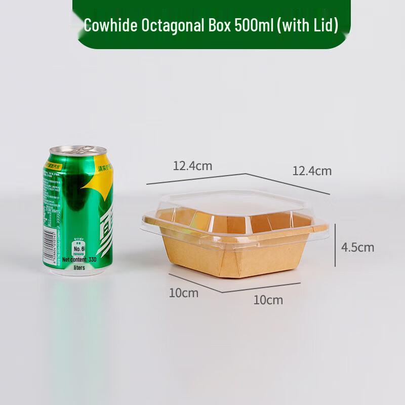 500ml Disposable Octagonal Kraft Paper Food Container with Lid