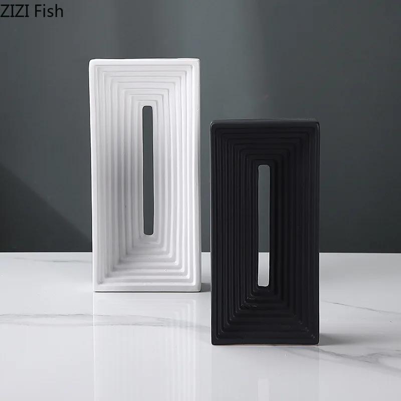 Square Ceramic Geometric Sculpture Abstract Artwork Ornaments Desk Decoration Minimalism Square Arch Statue Modern Home Decor