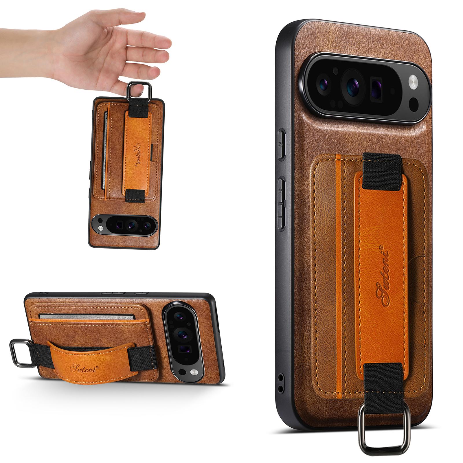 

Business Luxury Wrist Strap Leather Wallet Case for Google Pixel 9 10 Pro XL 8 7 6 Pro Card Holder Back Cover for Pixel 8A 7A 6A Google Pixel 7a кавовий